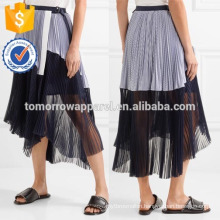 New Fashion Asymmetric Pleated Striped Cotton Chiffon Wrap Skirt DEM/DOM Manufacture Wholesale Fashion Women Apparel (TA5169S)